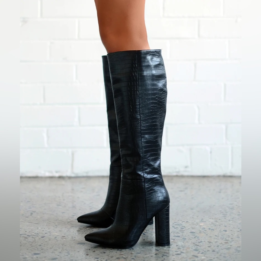 BELLINI MILLA BLACK CROC BOOT - Picture 2 of 15